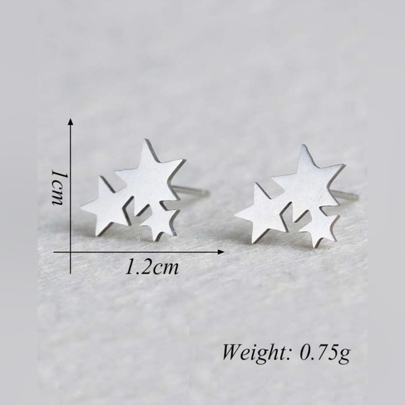 ✨Stainless Steel Star Design Stud Earrings -NWT - Picture 4 of 5